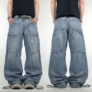 Vintage y2k faded archive baggy bootcut grunge skater stonewash jeans